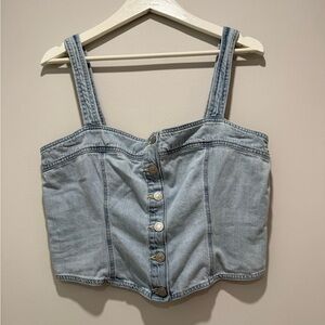 NWOT Levi's Light Blue Denim Button-Front Crop Top Size L